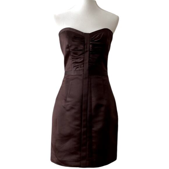 Strapless Dress 6 Formal Cocktail Silk Fall Wedding $495 Holiday Party Y2K Style - Picture 1 of 16